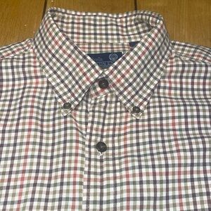 Vintage Viyella Lands’ End Button Down Tartan Plaid Wool Blend Shirt Size LT